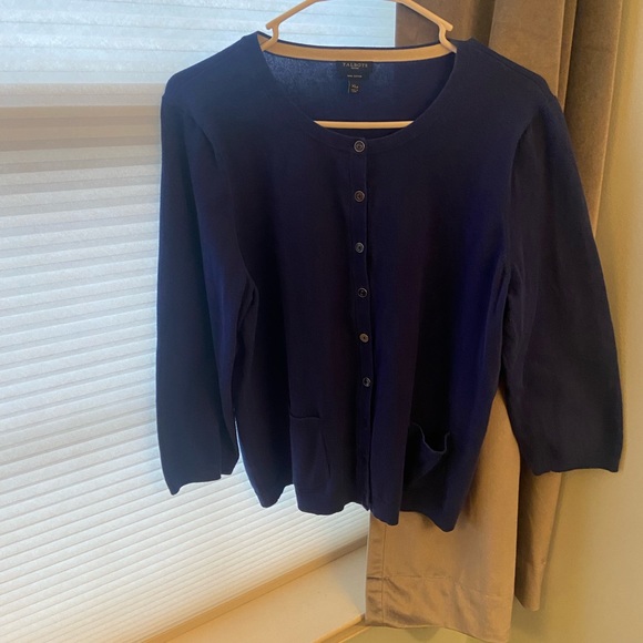 Talbots Deep Blue Cardigan Sweater - Picture 1 of 12